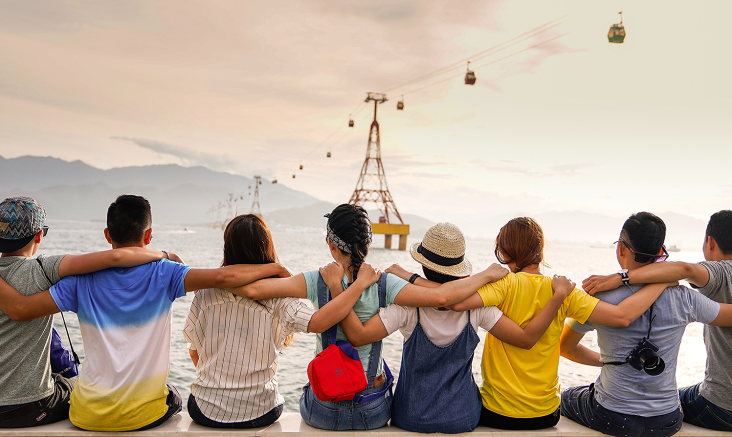 people overlooking ocean